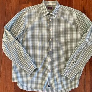 Untuckit Shirt Men's XL Green White Gingham Plaid Check Long Sleeve Casual